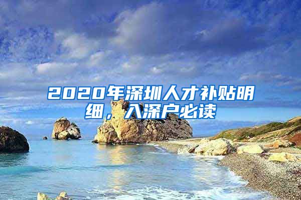 2020年深圳人才补贴明细，入深户必读