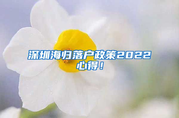 深圳海归落户政策2022心得！