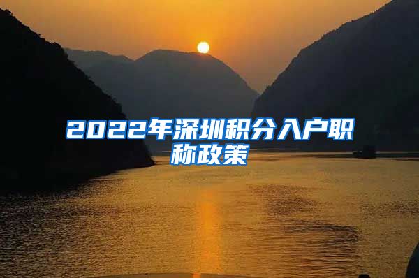 2022年深圳积分入户职称政策