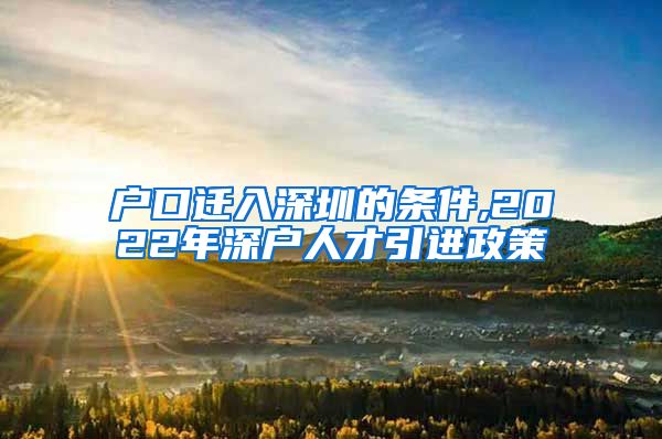 户口迁入深圳的条件,2022年深户人才引进政策