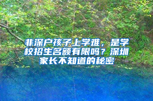 非深户孩子上学难，是学校招生名额有限吗？深圳家长不知道的秘密