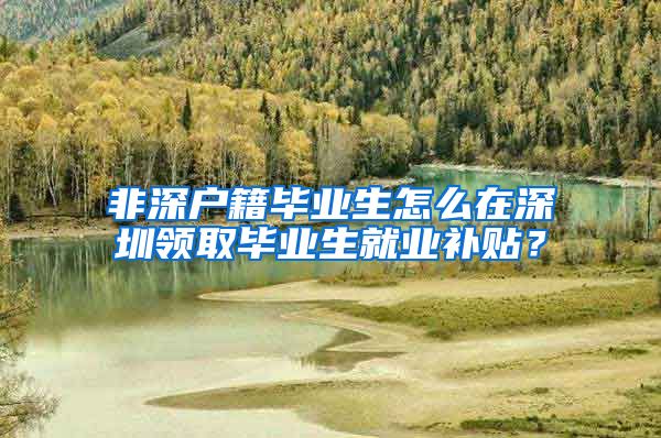 非深户籍毕业生怎么在深圳领取毕业生就业补贴？