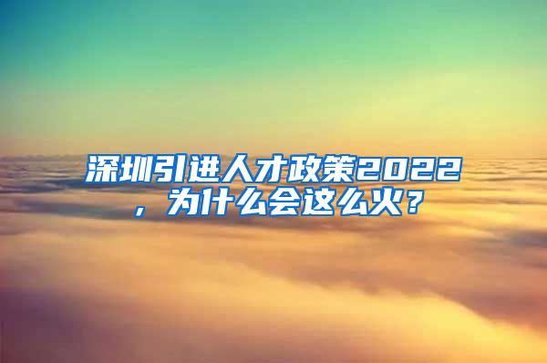 深圳引进人才政策2022，为什么会这么火？