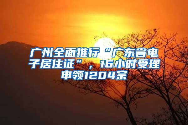 广州全面推行“广东省电子居住证”，16小时受理申领1204宗