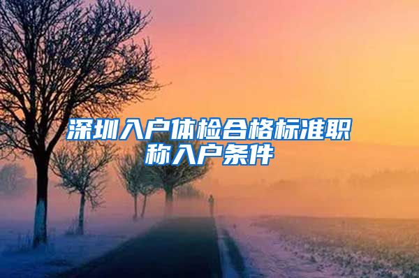 深圳入户体检合格标准职称入户条件