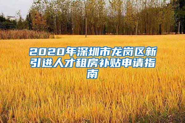 2020年深圳市龙岗区新引进人才租房补贴申请指南