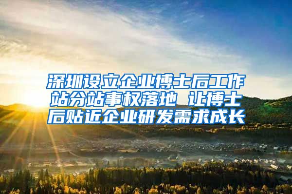 深圳设立企业博士后工作站分站事权落地 让博士后贴近企业研发需求成长