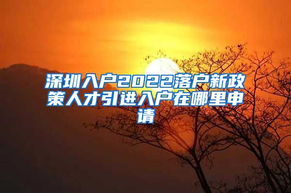 深圳入户2022落户新政策人才引进入户在哪里申请