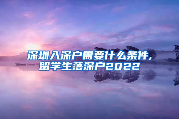 深圳入深户需要什么条件,留学生落深户2022