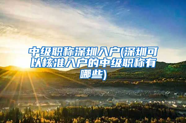 中级职称深圳入户(深圳可以核准入户的中级职称有哪些)