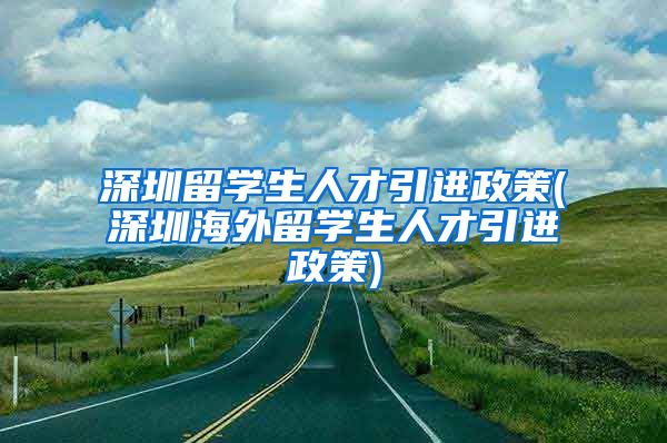 深圳留学生人才引进政策(深圳海外留学生人才引进政策)