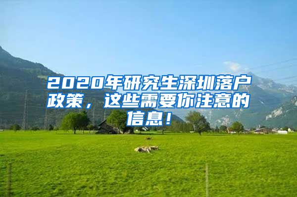 2020年研究生深圳落户政策，这些需要你注意的信息！