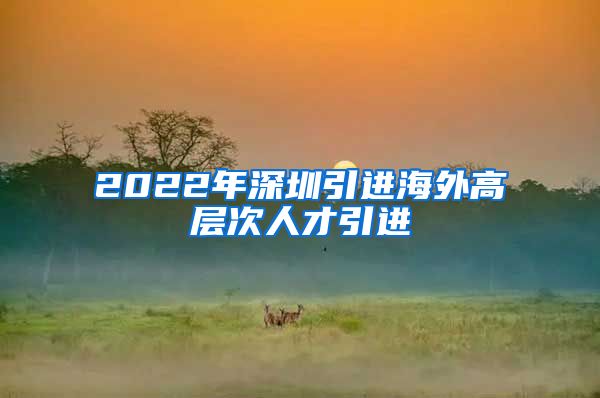 2022年深圳引进海外高层次人才引进