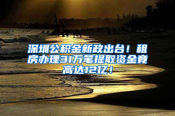 深圳公积金新政出台！租房办理31万笔提取资金竟高达12亿！