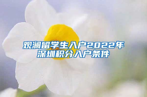 观澜留学生入户2022年深圳积分入户条件