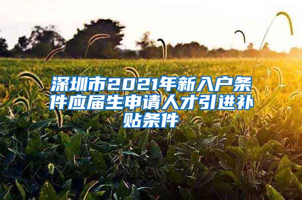 深圳市2021年新入户条件应届生申请人才引进补贴条件