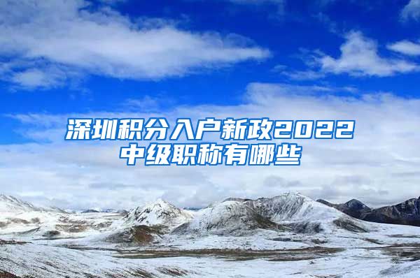 深圳积分入户新政2022中级职称有哪些