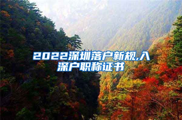 2022深圳落户新规,入深户职称证书