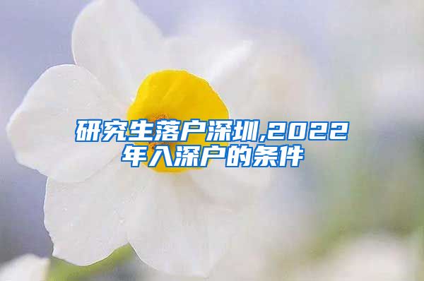 研究生落户深圳,2022年入深户的条件