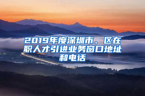 2019年度深圳市、区在职人才引进业务窗口地址和电话