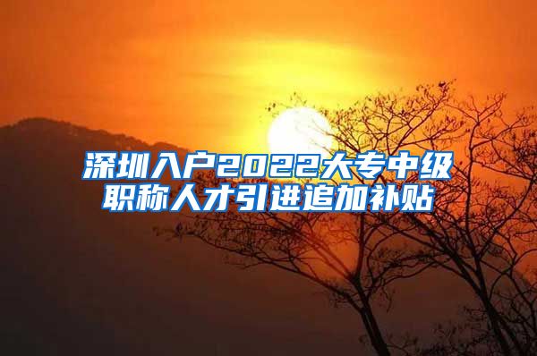 深圳入户2022大专中级职称人才引进追加补贴