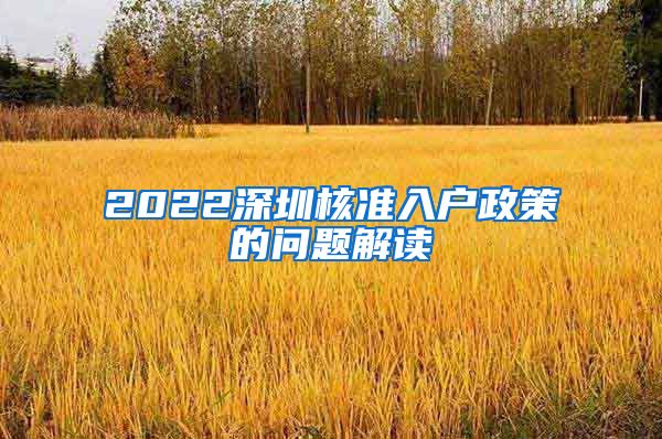 2022深圳核准入户政策的问题解读