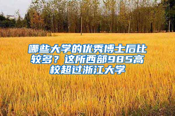 哪些大学的优秀博士后比较多？这所西部985高校超过浙江大学