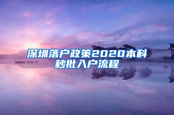深圳落户政策2020本科秒批入户流程