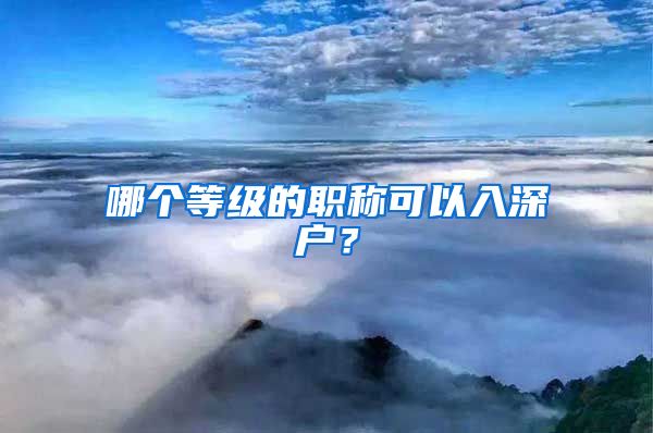 哪个等级的职称可以入深户？