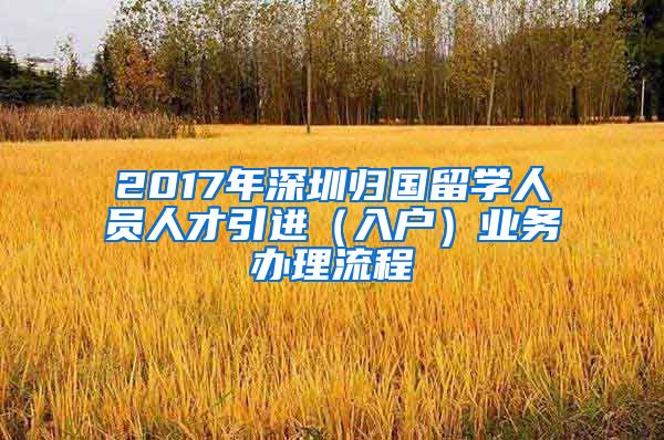 2017年深圳归国留学人员人才引进（入户）业务办理流程