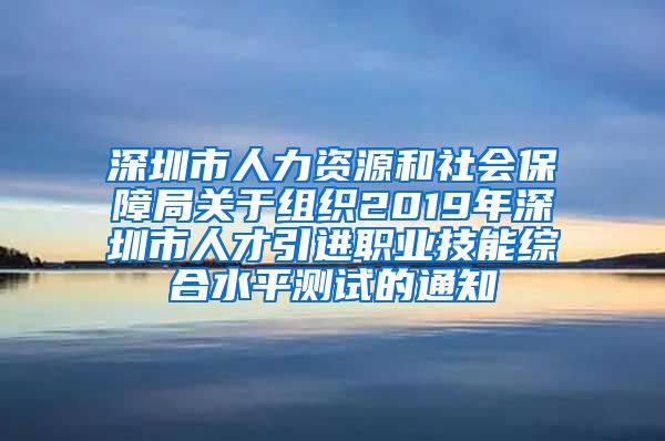 深圳市人力资源和社会保障局关于组织2019年深圳市人才引进职业技能综合水平测试的通知