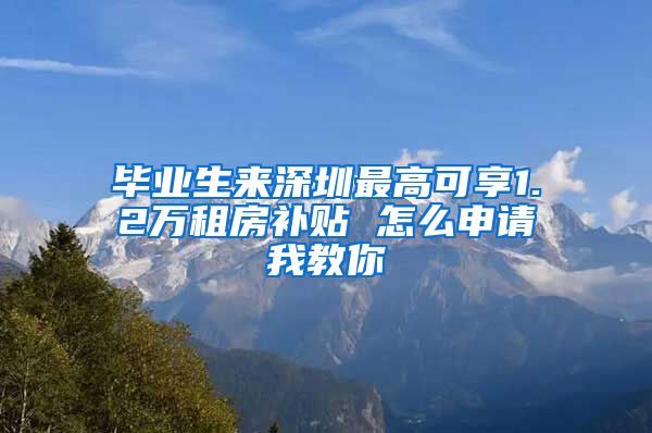 毕业生来深圳最高可享1.2万租房补贴 怎么申请我教你