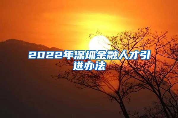 2022年深圳金融人才引进办法
