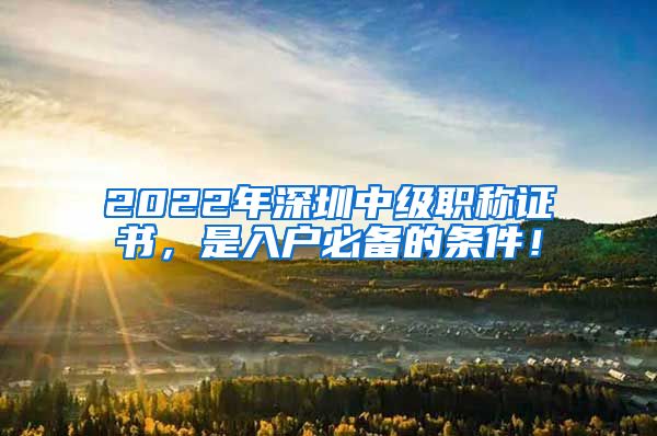 2022年深圳中级职称证书，是入户必备的条件！