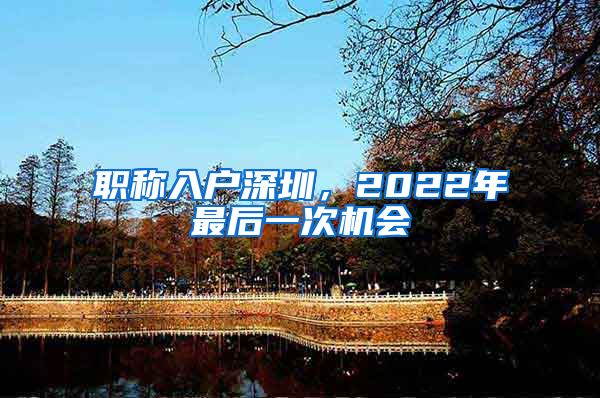 职称入户深圳，2022年最后一次机会