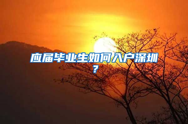 应届毕业生如何入户深圳？