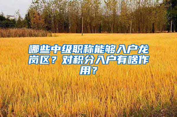 哪些中级职称能够入户龙岗区？对积分入户有啥作用？