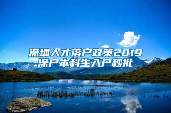 深圳人才落户政策2019深户本科生入户秒批