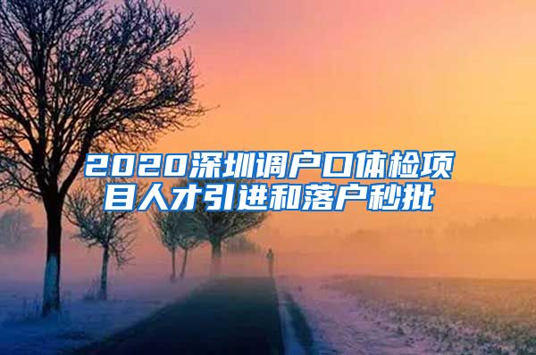 2020深圳调户口体检项目人才引进和落户秒批