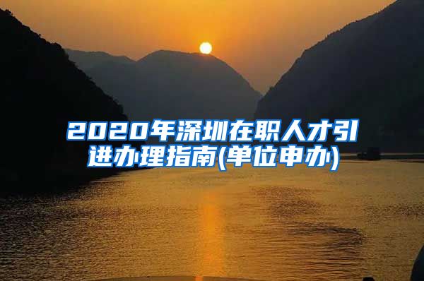 2020年深圳在职人才引进办理指南(单位申办)