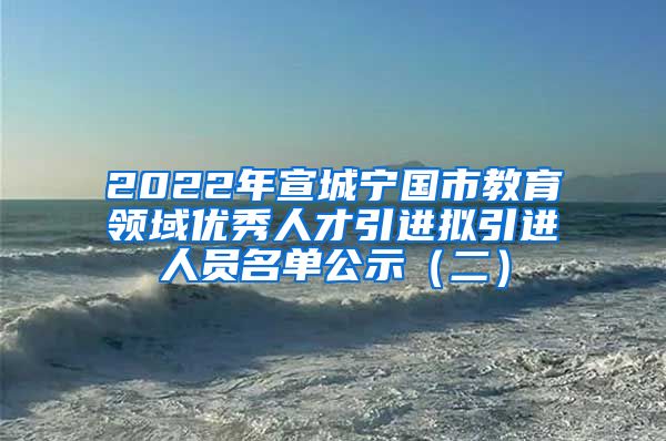 2022年宣城宁国市教育领域优秀人才引进拟引进人员名单公示（二）