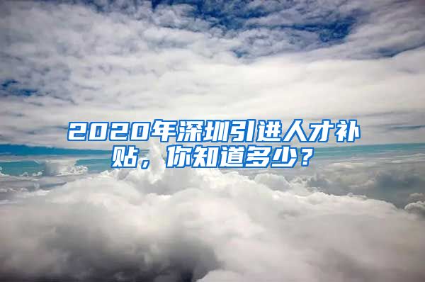 2020年深圳引进人才补贴，你知道多少？