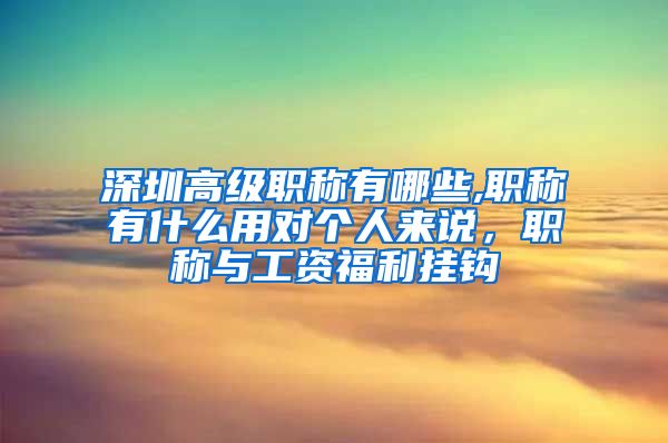 深圳高级职称有哪些,职称有什么用对个人来说，职称与工资福利挂钩