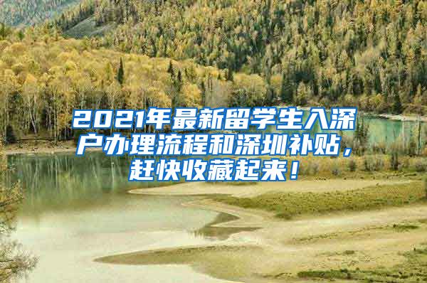 2021年最新留学生入深户办理流程和深圳补贴，赶快收藏起来！