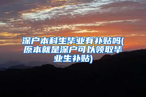 深户本科生毕业有补贴吗(原本就是深户可以领取毕业生补贴)