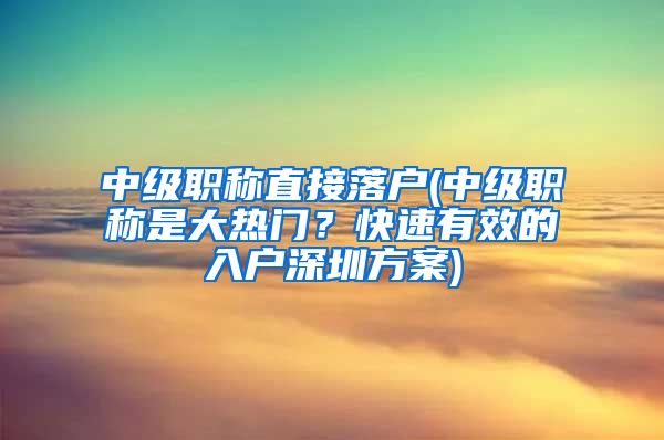 中级职称直接落户(中级职称是大热门？快速有效的入户深圳方案)