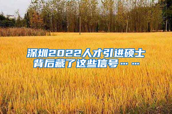 深圳2022人才引进硕士背后藏了这些信号……