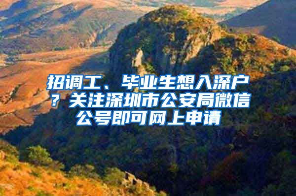 招调工、毕业生想入深户？关注深圳市公安局微信公号即可网上申请