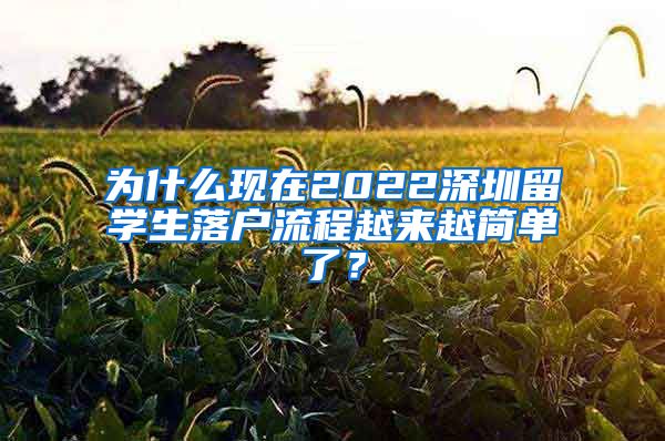 为什么现在2022深圳留学生落户流程越来越简单了？