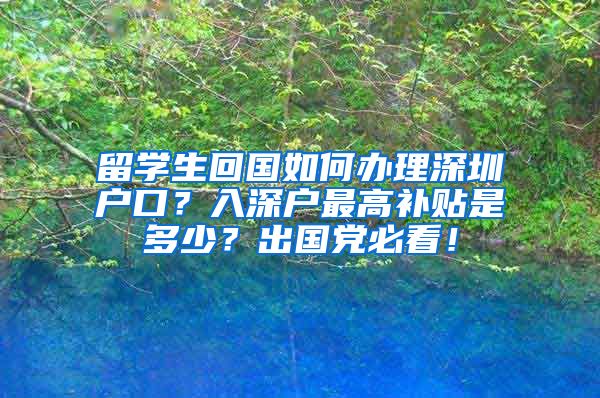 留学生回国如何办理深圳户口？入深户最高补贴是多少？出国党必看！